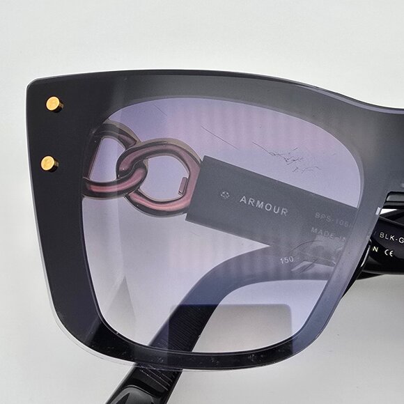 Balmain Armour BPS-106A-150 Black Gold Frame Grey Lens Cat Eye Shield Sunglasses - Picture 13 of 15